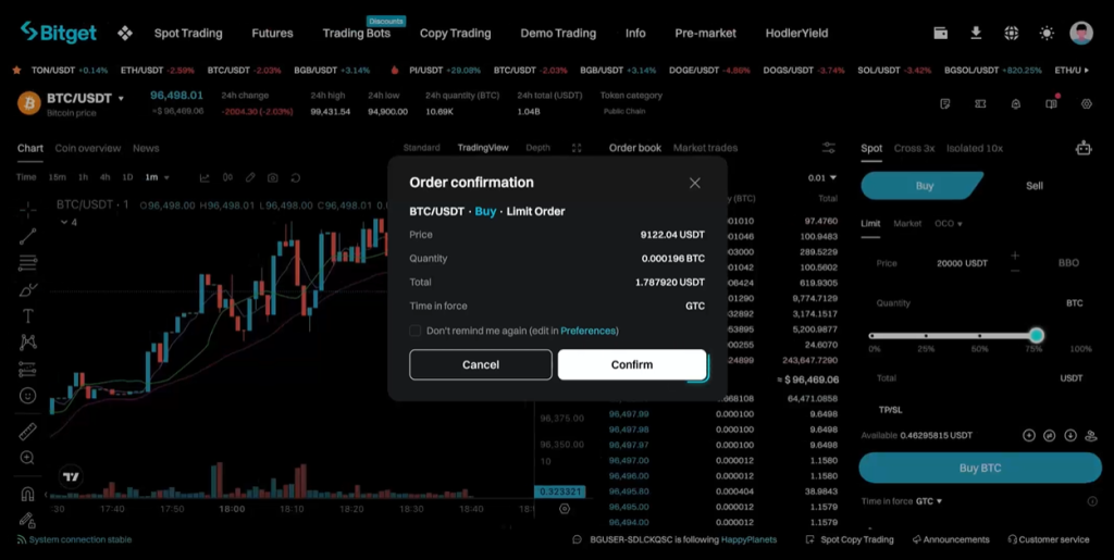 Trading de futuros en Bitget
