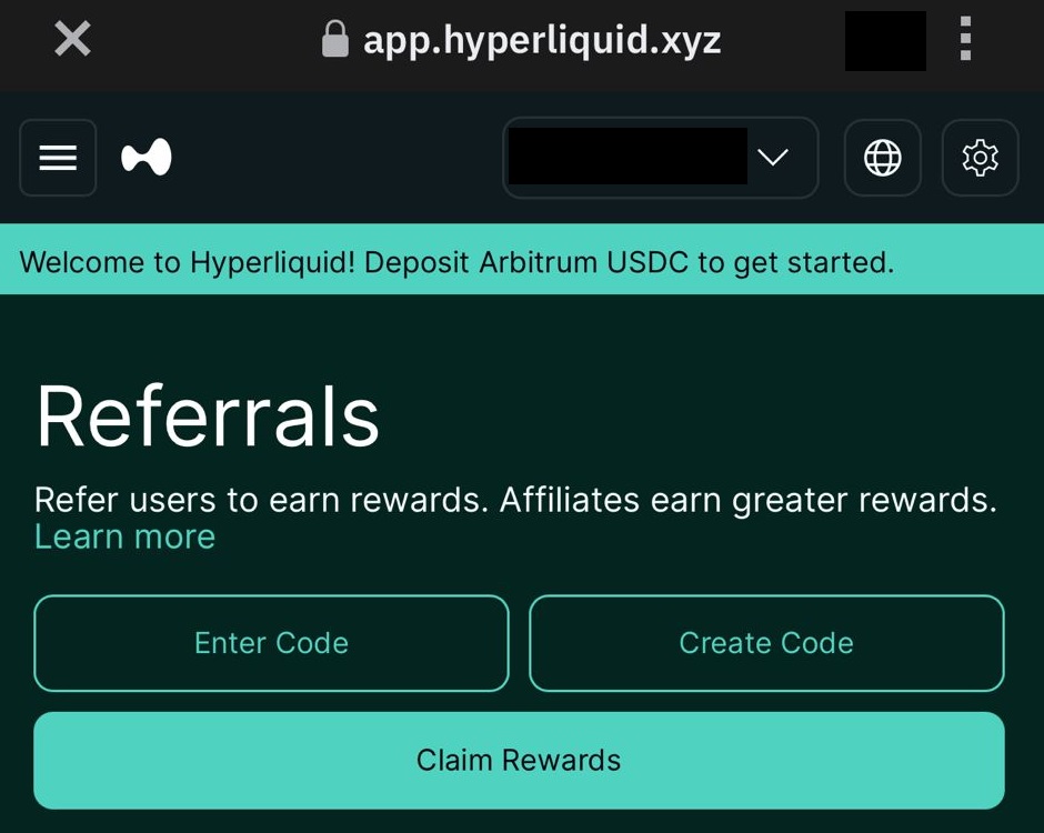 Introducción del código de referencia de Hyperliquid