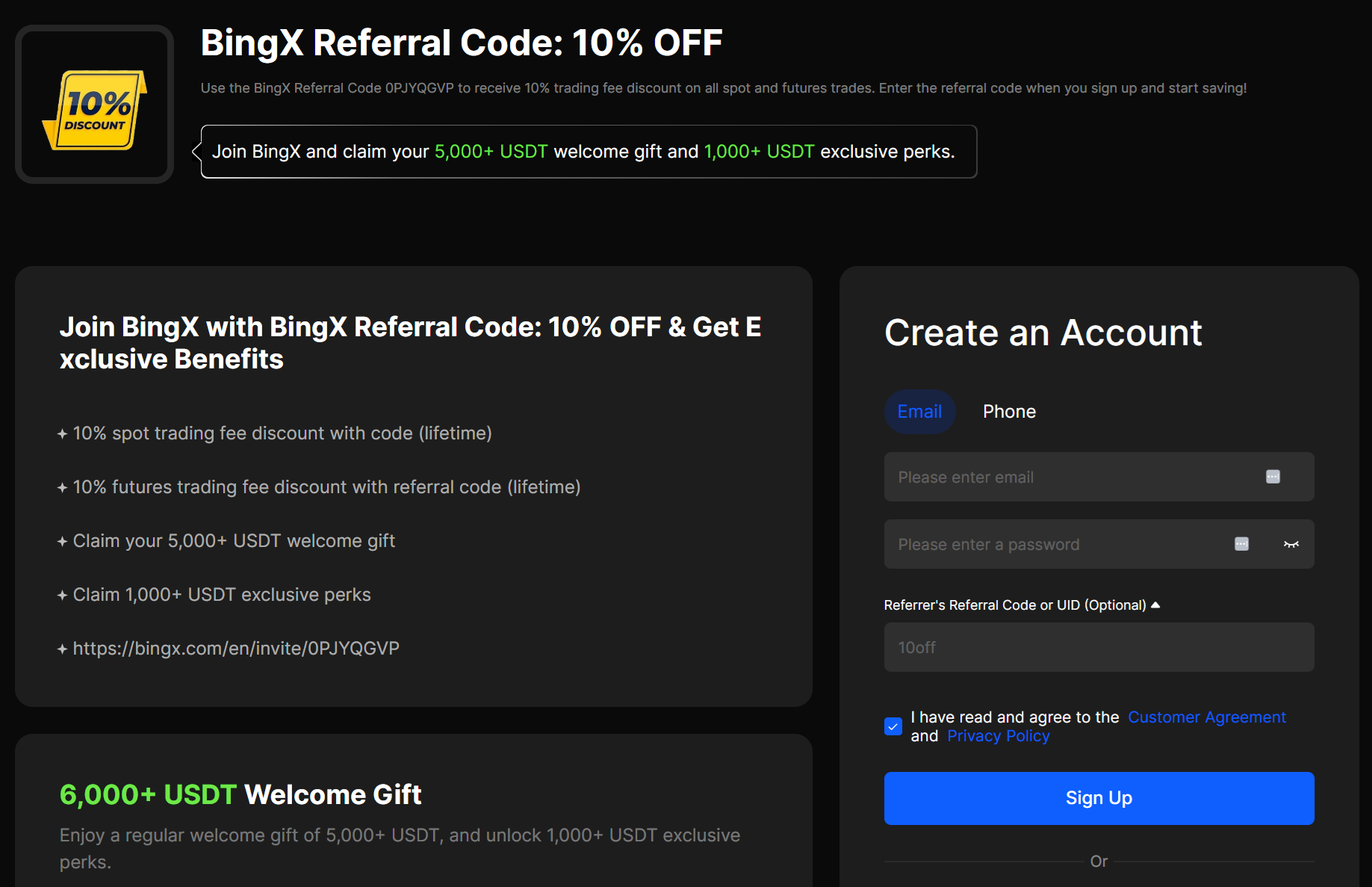 Registro en BingX con código de referencia